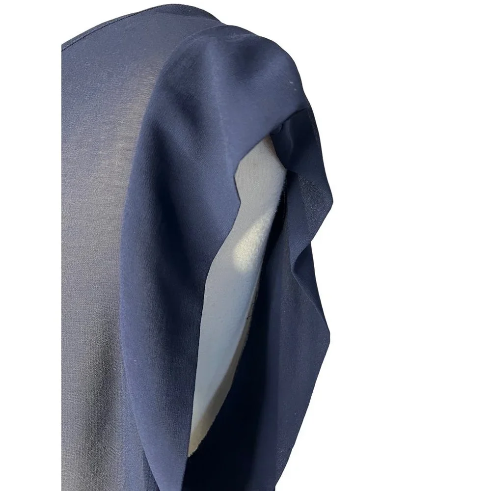 Costa Blanca Blouse Women's Blue Large Sheer Sleeveless Round Neck Hi-Lo Hem